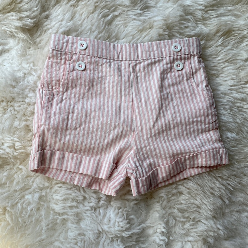 Baby Boden Pink Seersucker Shorts NWOT